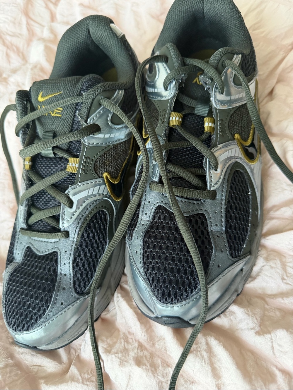 Nike Women Green and Gray Sneakers with Gold Swoosh